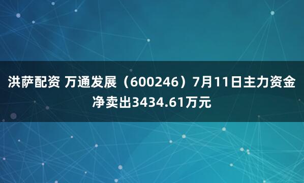 洪萨配资 万通发展（600246）7月11日主力资金净卖出3434.61万元